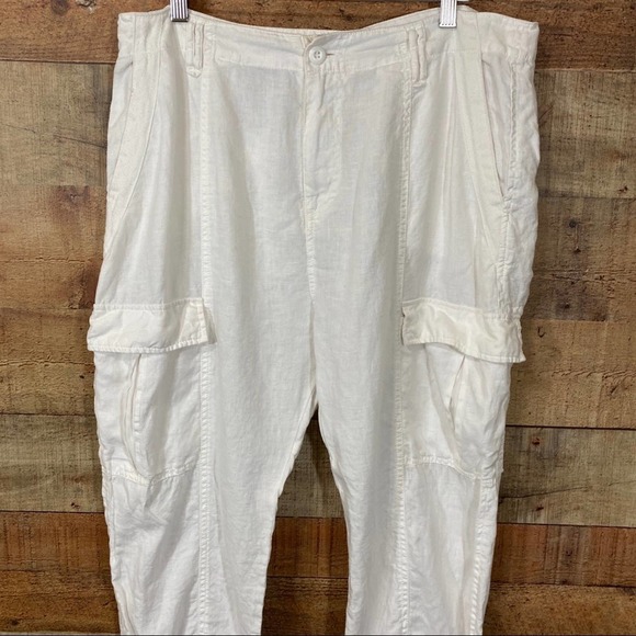 Joie Telutci Lace-Up Linen Cargo Pants White Size 12 - Picture 3 of 13
